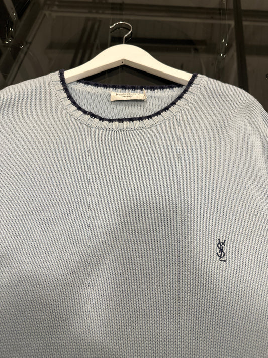 Yves Saint Laurent Pure Cotton Knitted Logo Jumper - XL/XXL