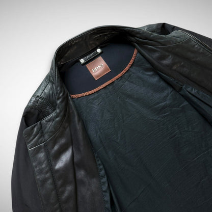 Hugo Boss Orange Nylon & Leather Panel Biker Jacket (2000s)