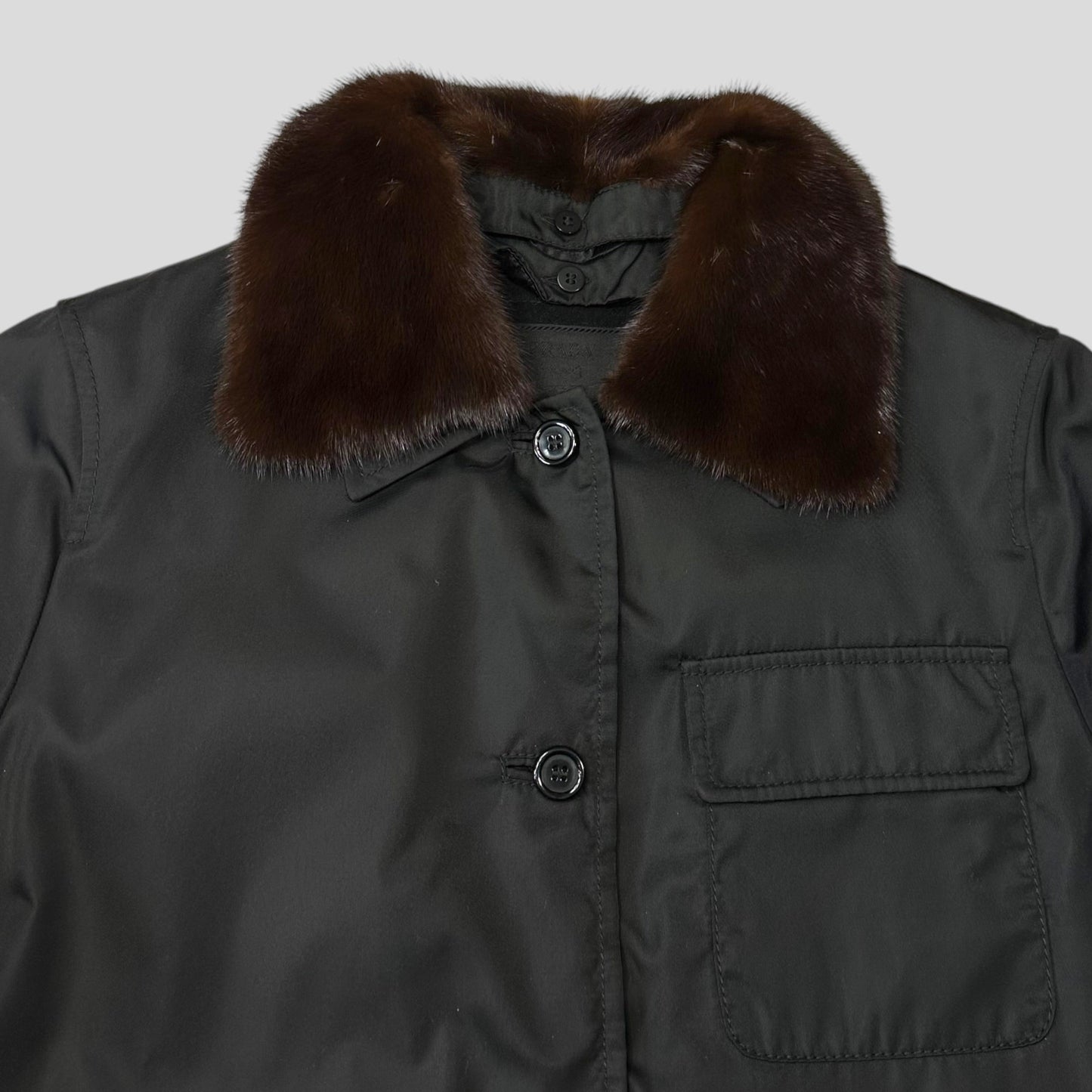 Prada Milano 1999 3 in 1 Mink Fur Ballistic Nylon Chore Coat - M | Default Title, Black