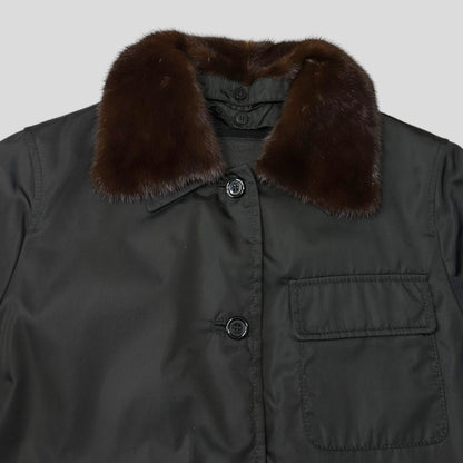 Prada Milano 1999 3 in 1 Mink Fur Ballistic Nylon Chore Coat - M | Default Title, Black