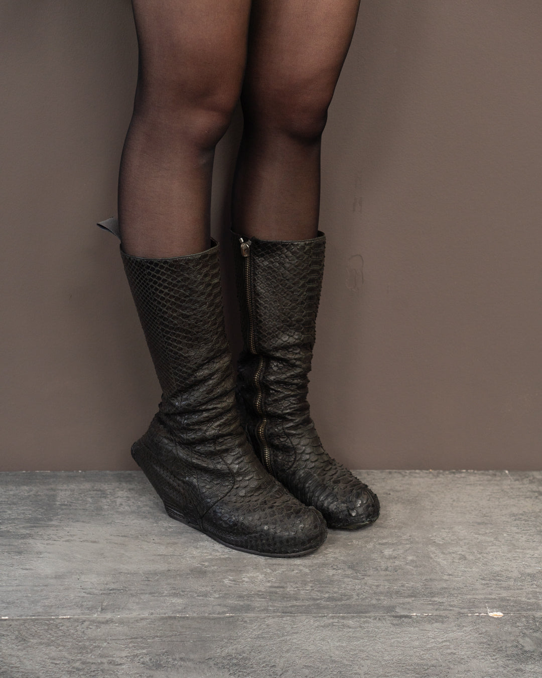 RICK OWENS A/W10 GLEAM PYTHON TURBO WEDGE HEELS (EU 41)