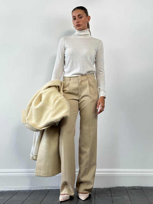 Vintage Mid Rise Straight Leg Tailored Trousers - W28