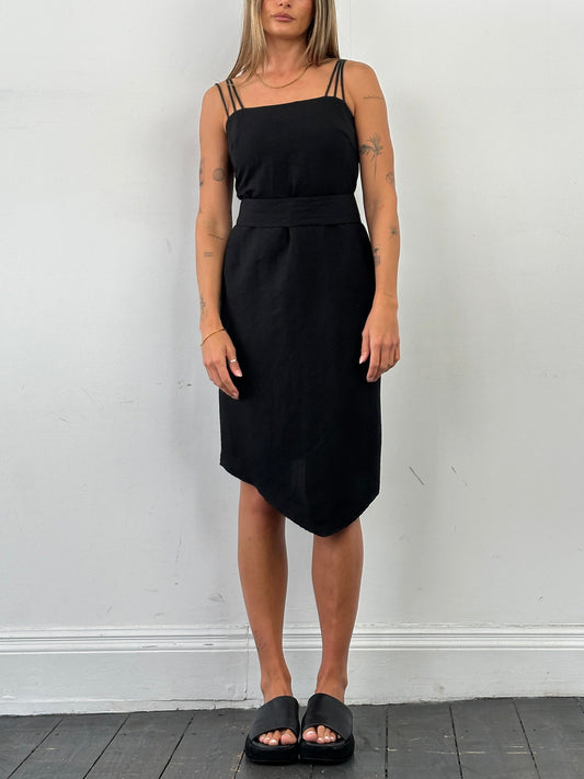 Marella Asymmetric Linen Belted Dress - M/L