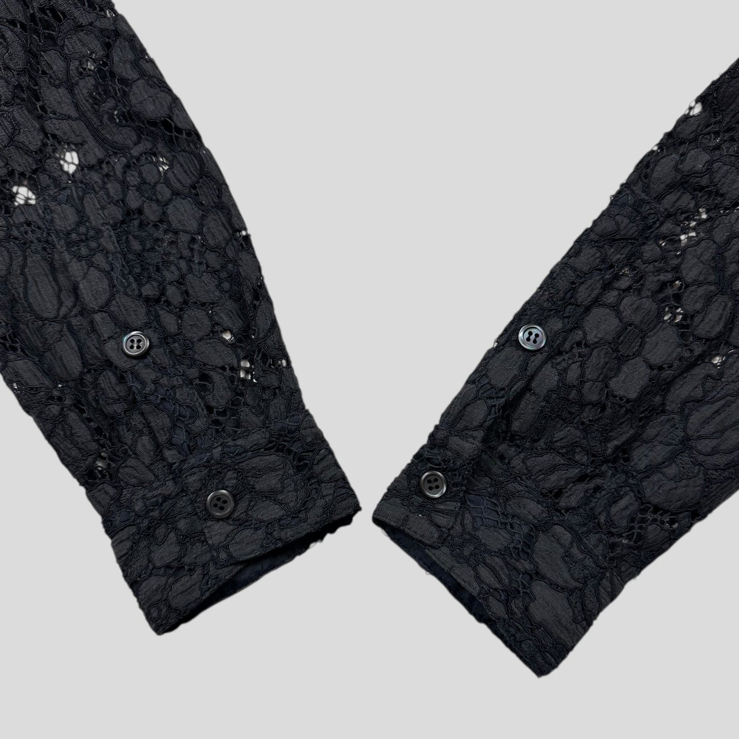 Prada 00’s Floral Broderie Lace Mesh Blouse Shirt - M | Default Title, Black