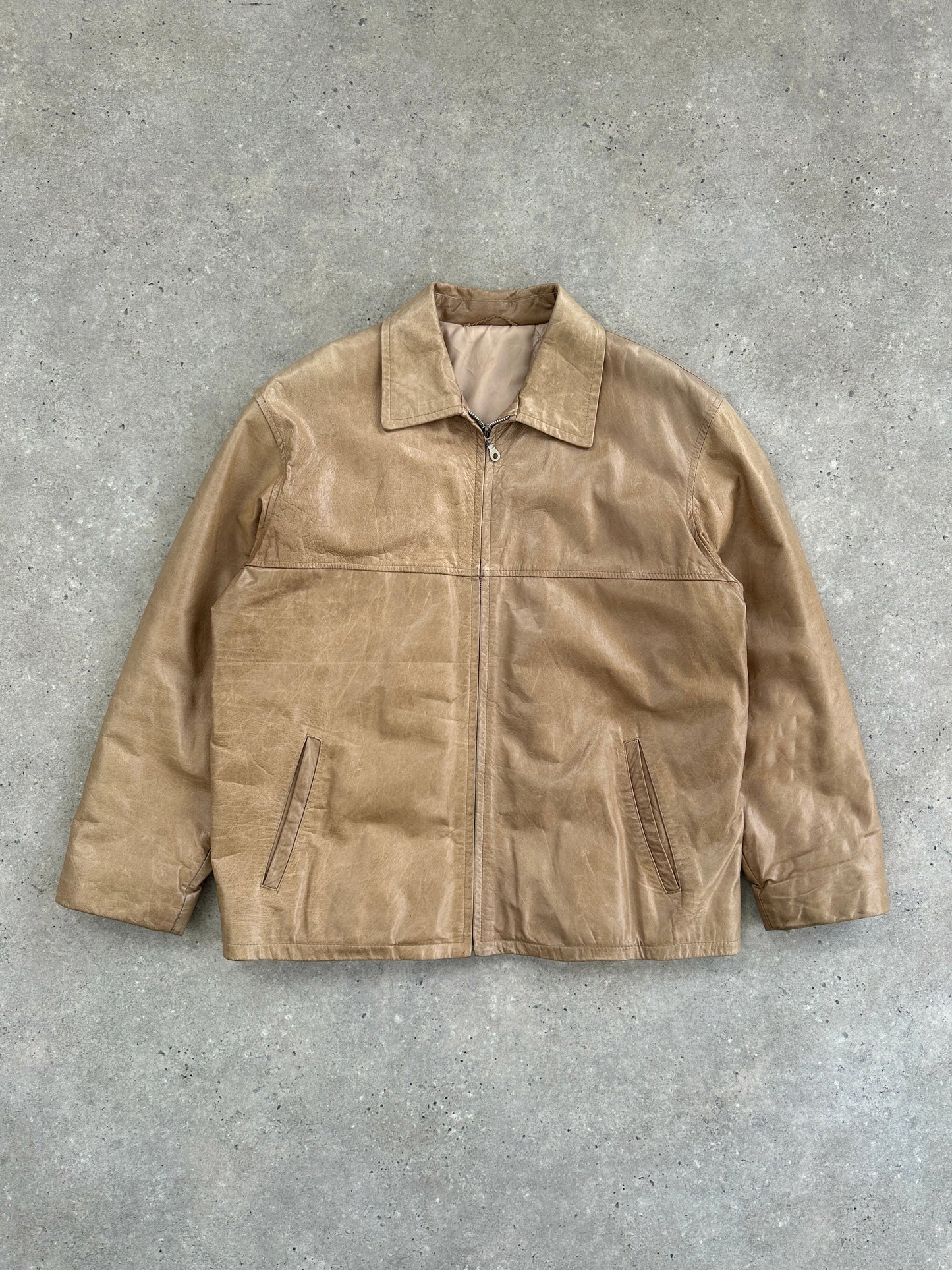 Italian Vintage Minimal Leather Jacket - L