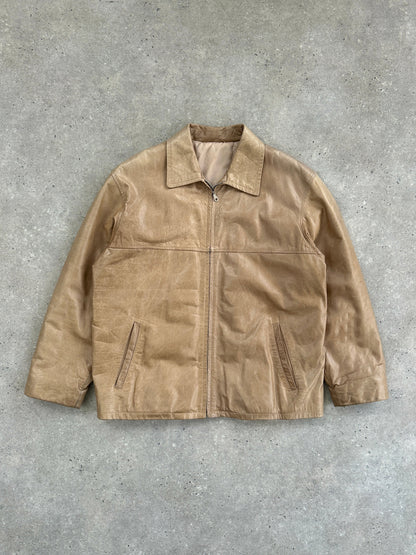 Italian Vintage Minimal Leather Jacket - L