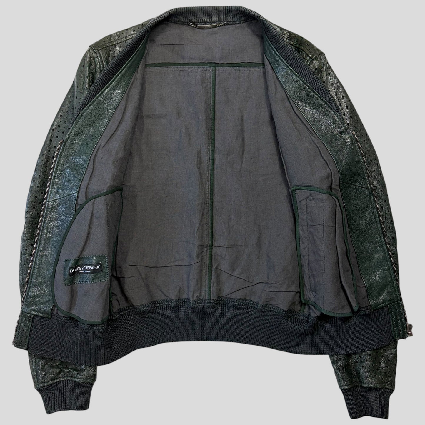 Dolce & Gabanna SS21 Perforated Goat Leather Bomber Jacket - S/M | O/S, Multicoloured