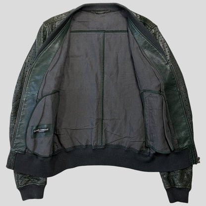 Dolce & Gabanna SS21 Perforated Goat Leather Bomber Jacket - S/M | O/S, Multicoloured