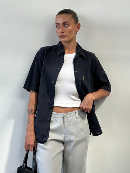 Armani Jeans Cotton Linen Logo Shirt - M/L