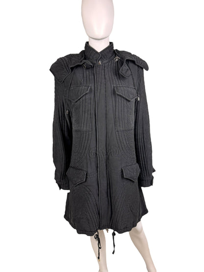 Alexander McQueen c.F/W 2007 silk parka coat | Grey, Multicoloured