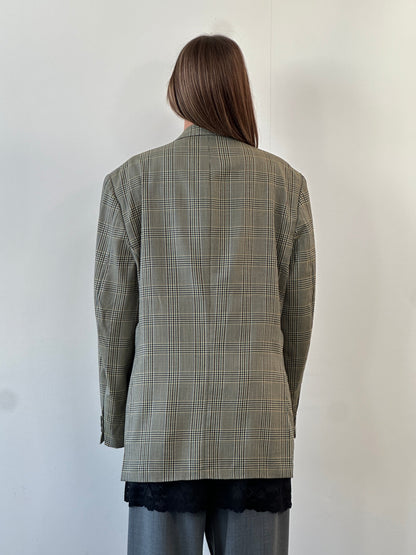 Burberry 1980s Pure Wool Single Breasted Check Blazer - 48R/XXL