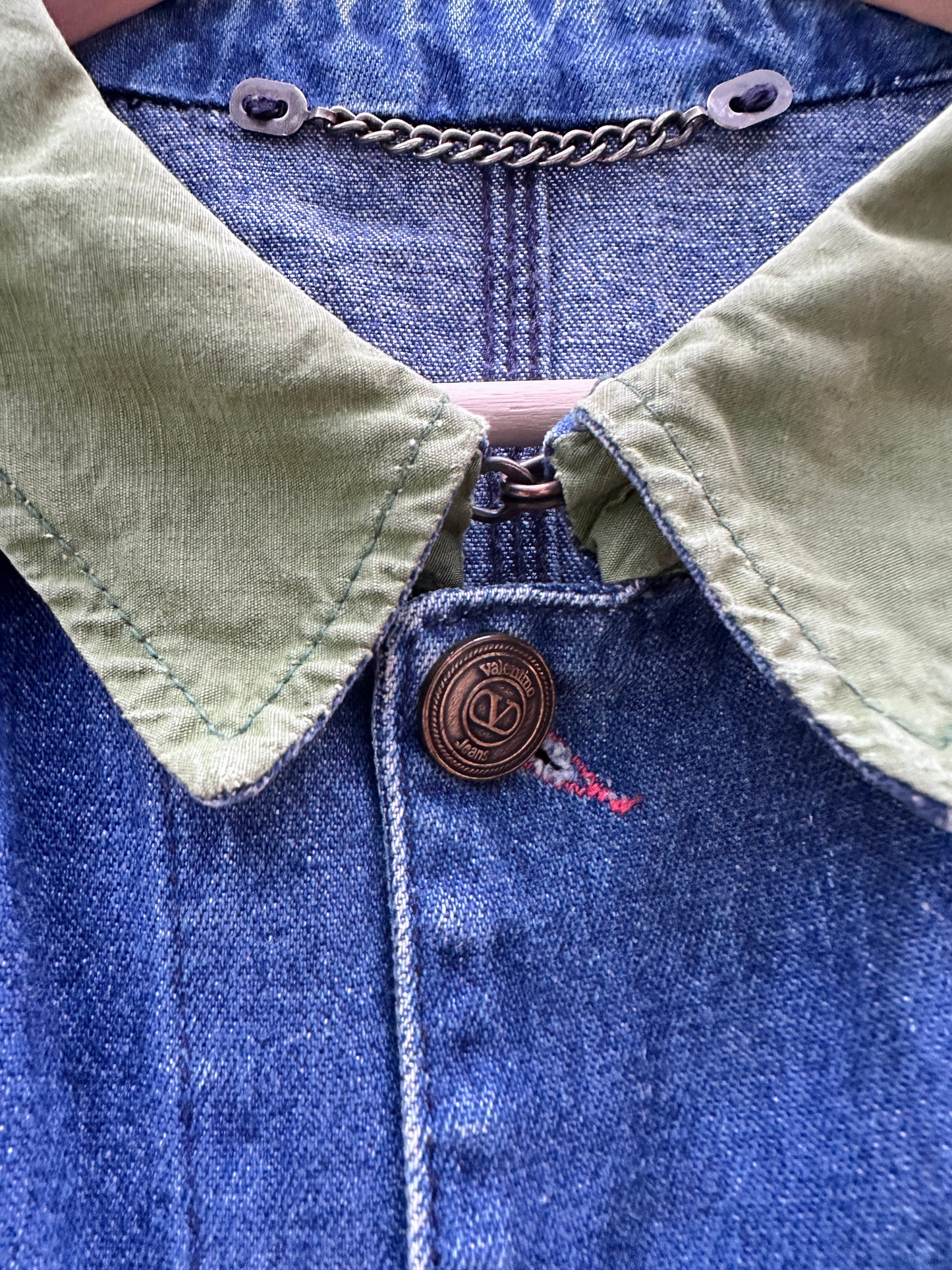 1990’s Valentino Job Matched Denim Chore Jacket - XL | Blue, Red