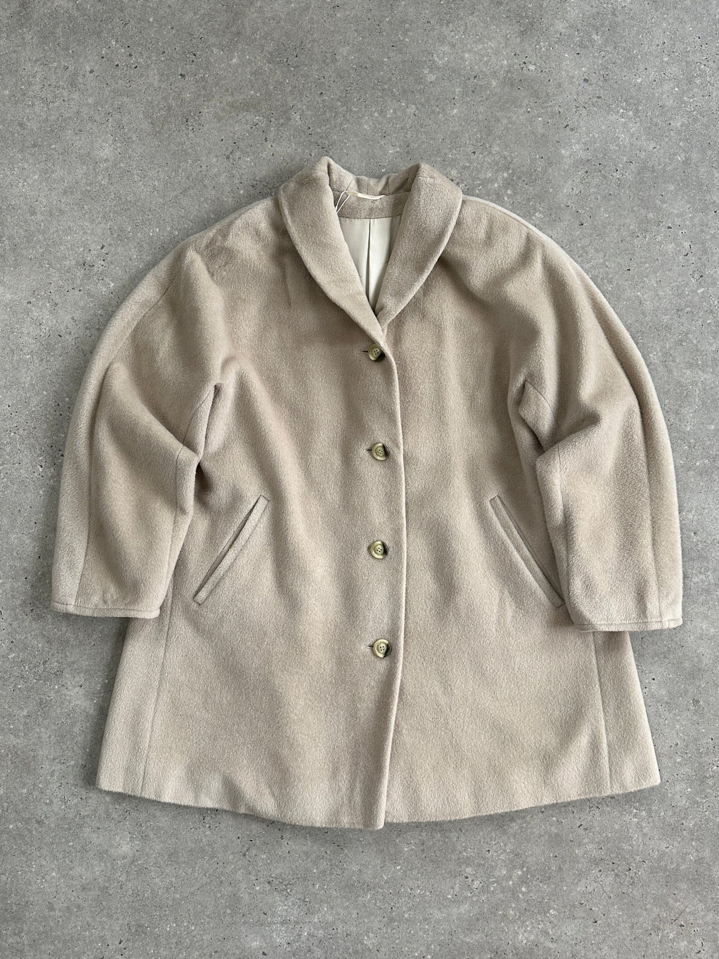 Max Mara Brushed Wool Cashmere Single Breasted Coat - M/L