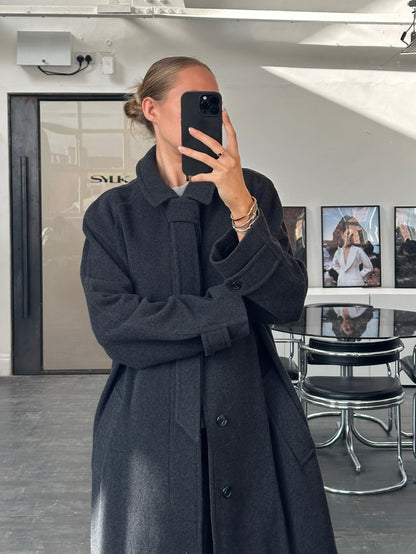 Vintage 1990s Wool Cashmere Belted Coat - L/XL