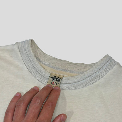 Stussy 90’s Cream Heavy Tom Tom White Tag Pocket Logo T-shirt - L/XL | O/S, Multicoloured