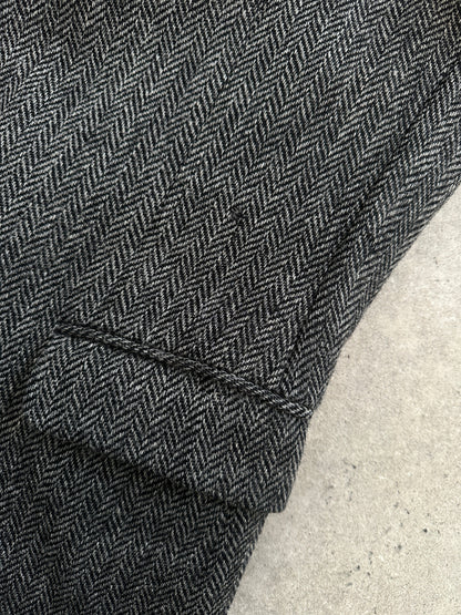 Burberry 1990s Pure Wool Herringbone Single Breasted Blazer - 46R/XXL
