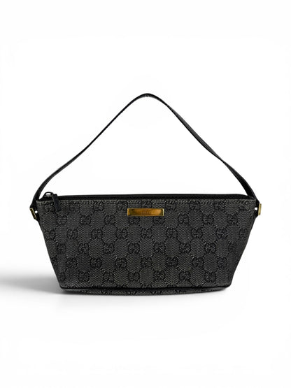 2000s Gucci Monogram Black/Grey Pochette Boat Bag | O/S, Multicoloured