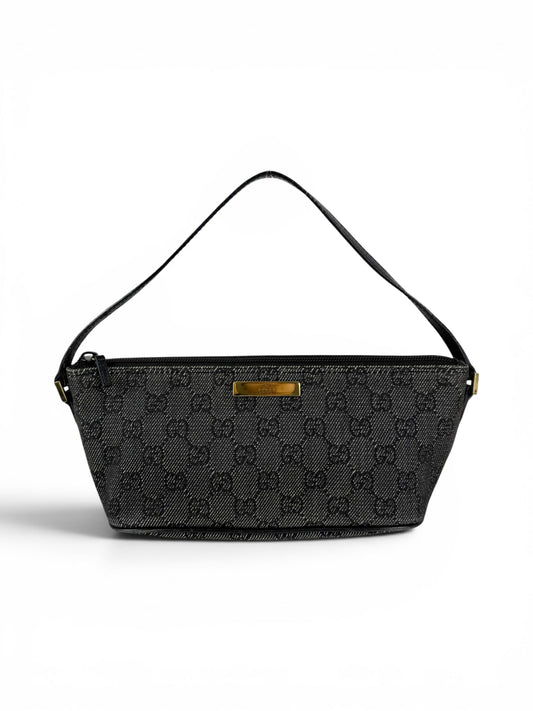 2000s Gucci Monogram Black/Grey Pochette Boat Bag | O/S, Multicoloured