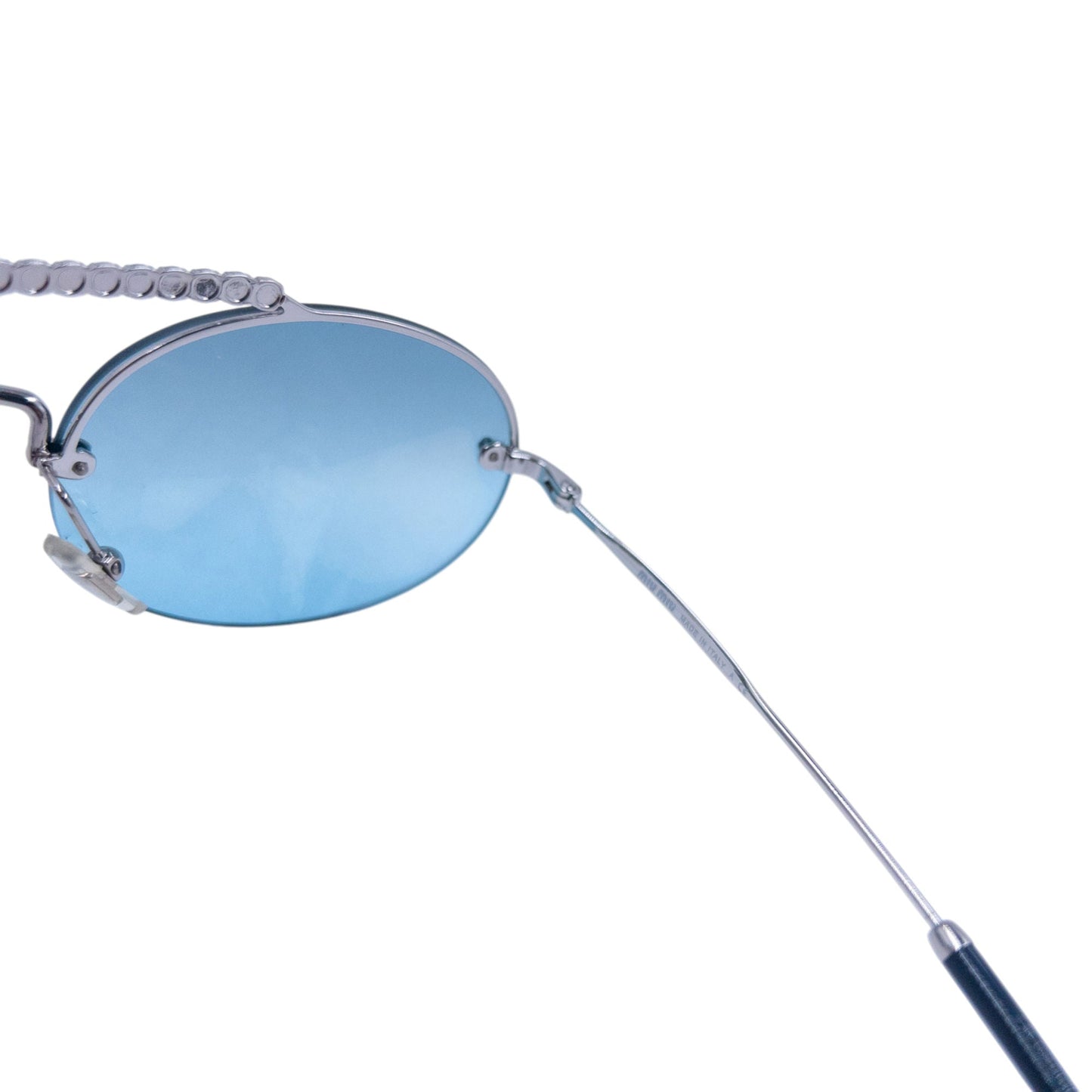 Miu Miu Bejewelled Rimless Sunglasses | O/S, Blue