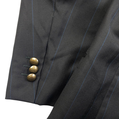 Vintage 90s Gianni Versace Couture Striped Blazer Jacket Size XL | XL, Black