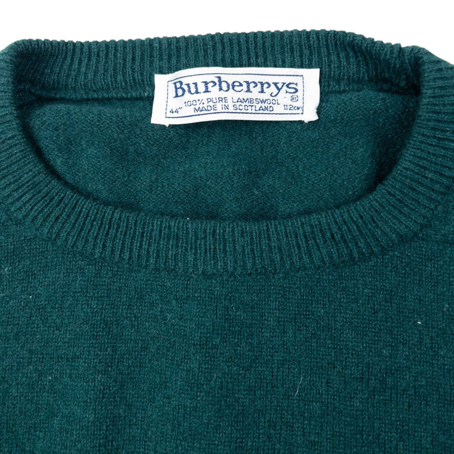 Vintage 90s Burberry Wool Jumper Size L | Large, Green