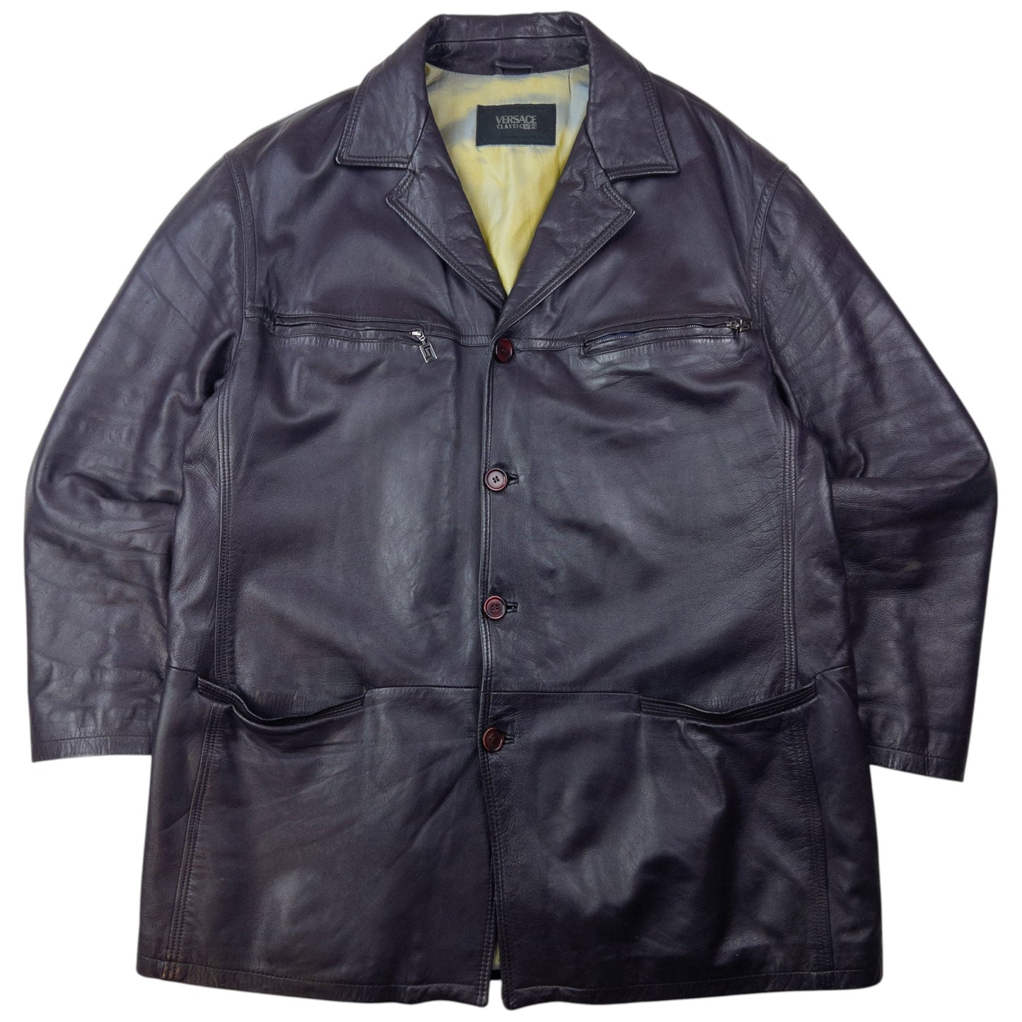 Vintage 2000s Versace Classic V2 Leather Jacket Size XXL | XXL, Green