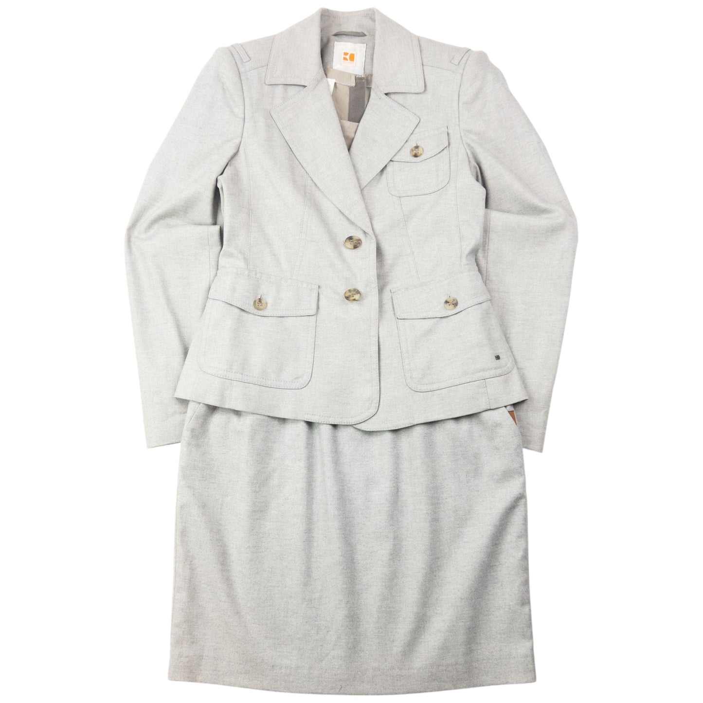 Vintage 90s Hugo Boss Jacket & Dress Suit Set Womens Size M | Medium, Grey