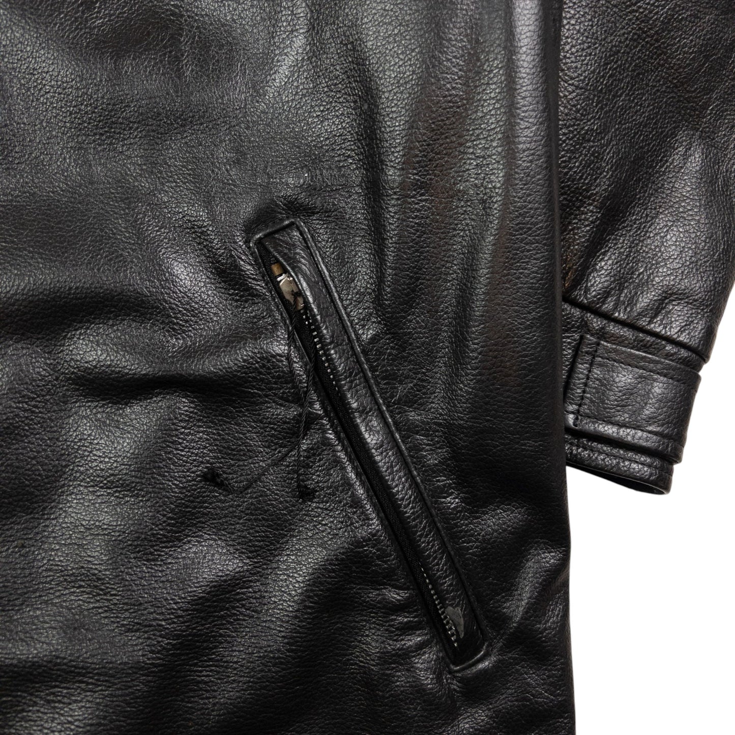 Vintage Armani Jeans Zip Up Leather Jacket Size M