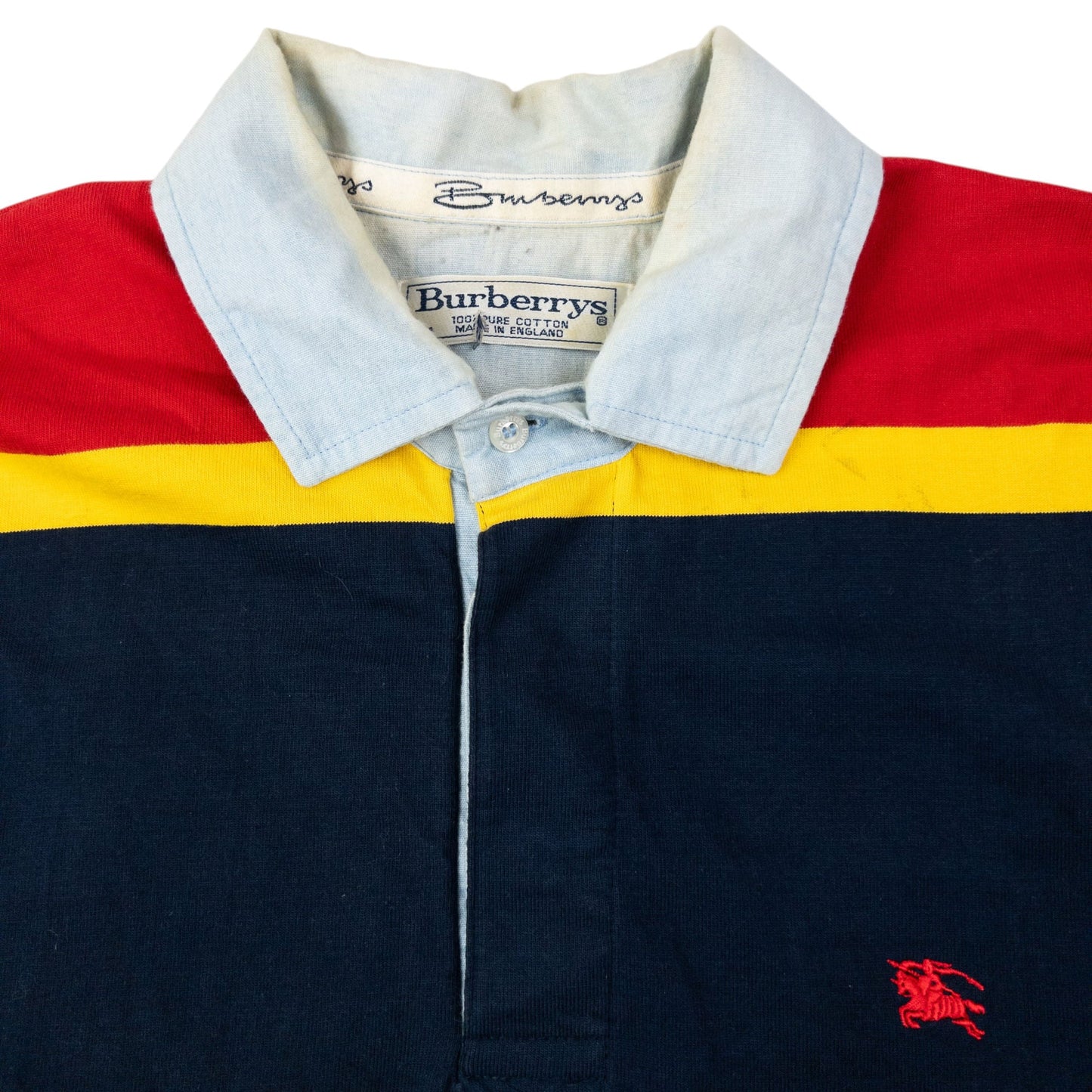 Vintage 90s Burberry Striped Long Sleeve Polo Shirt Size M | Medium, Red