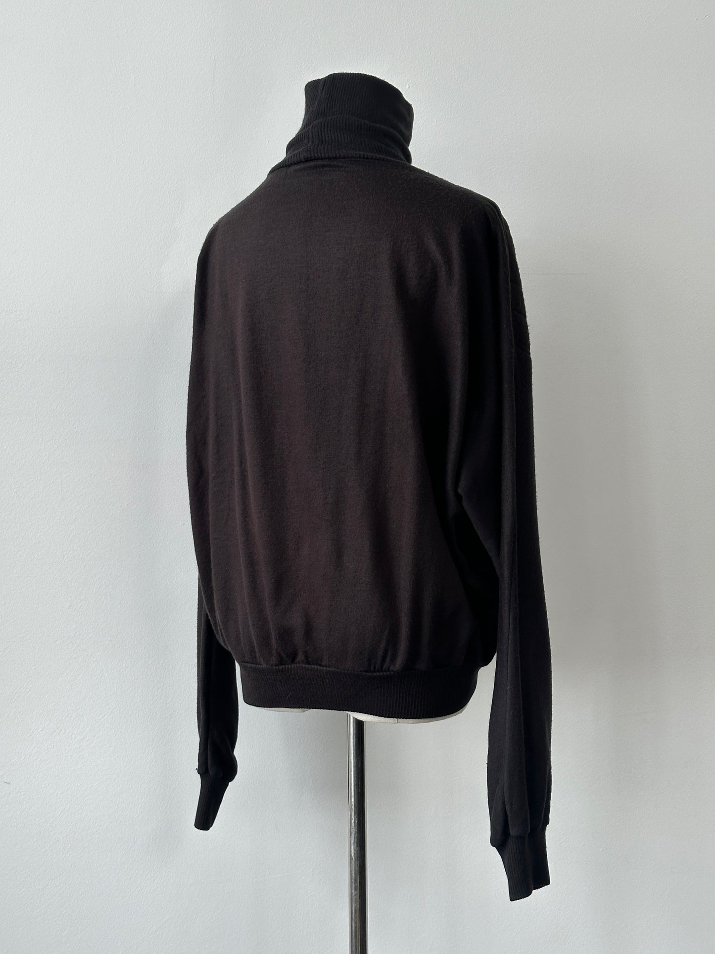 Vintage 1980s Cropped Boxy Roll Neck Jumper - M