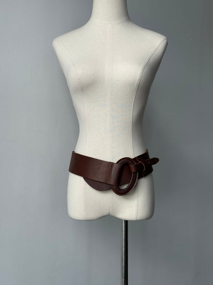 Vintage 1990s Chunky Oval Leather Belt - W36-38