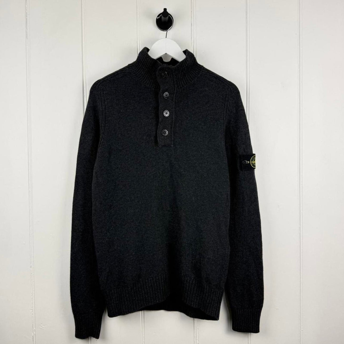 Stone Island Wool Knit Half-Button Jumper (M) | Medium, Red