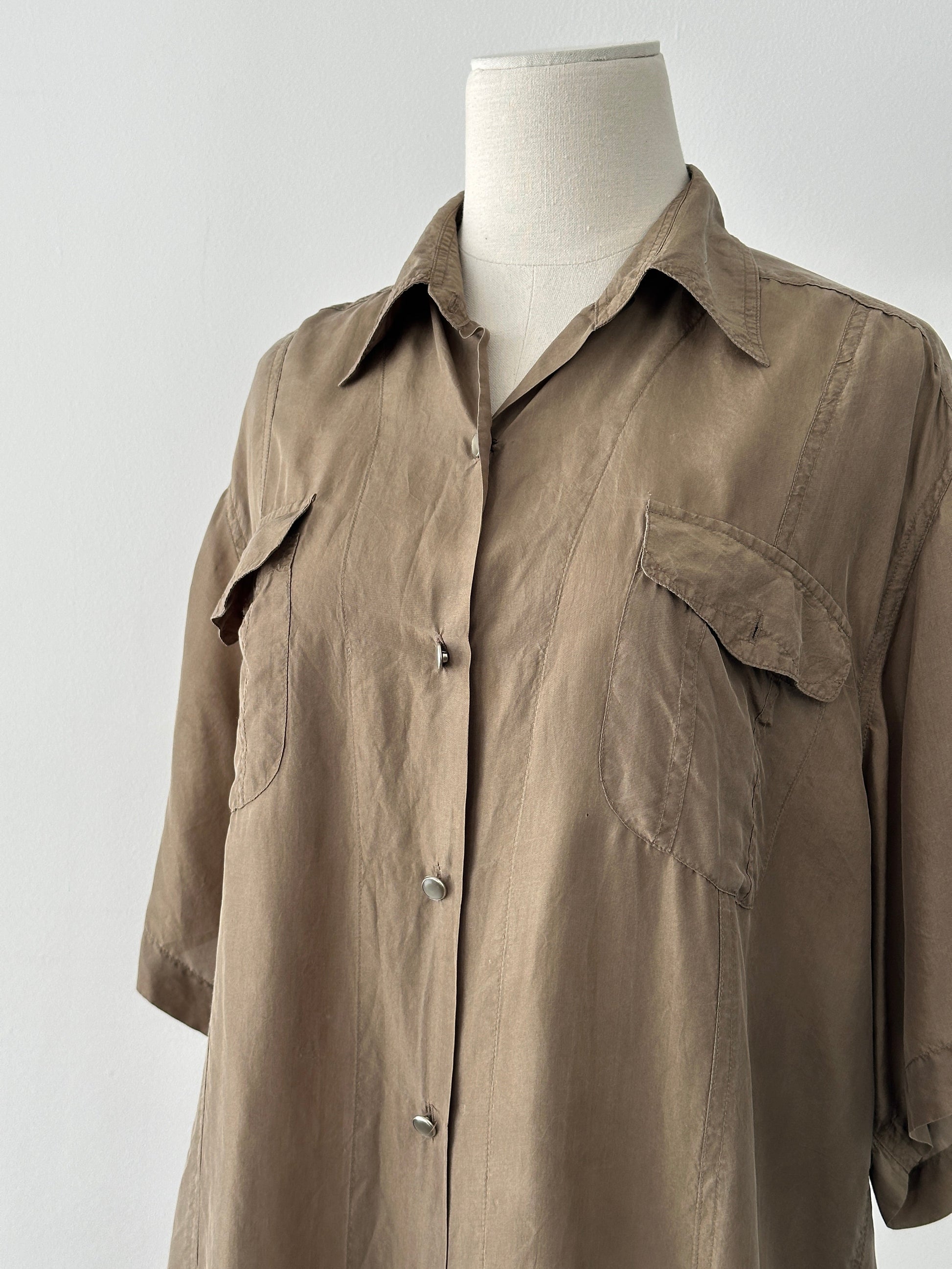 Vintage 1990s Pure Silk Short Sleeve Shirt - XL