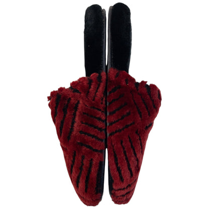 Vintage 80s YSL Yves Saint Laurent Embroidered Fur Slippers Womens Size 6 | ONE SIZE, Black