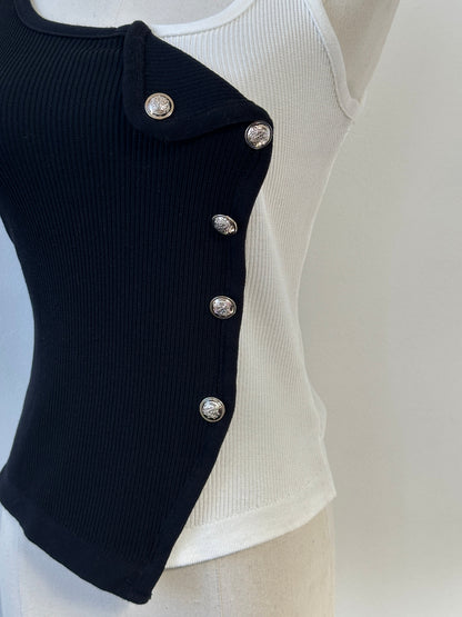Vintage 2000s Ribbed Asymmetric Sleeveless Top - S