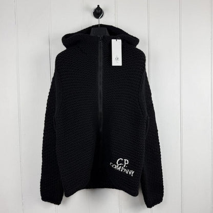 C.P. Company Cable Knit Hoodie Black (M) | Medium, Multicoloured