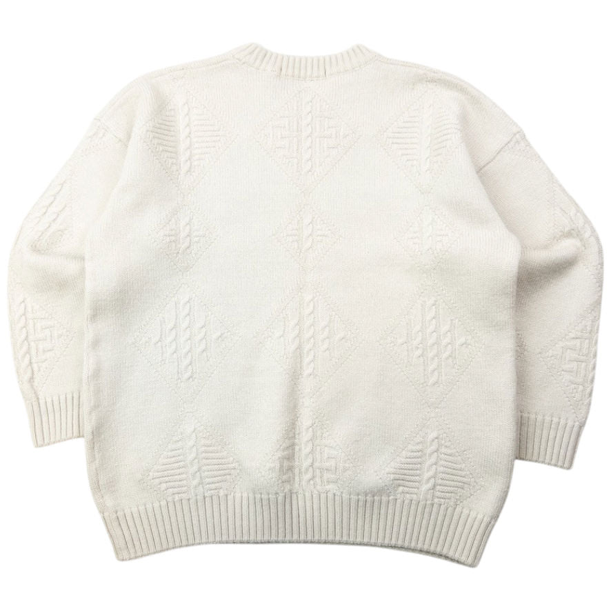 Vintage 90s Burberry Embroidered Wool Knit Jumper Womens Size S | Small, Cream