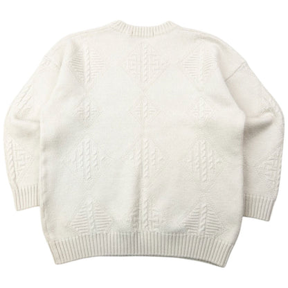 Vintage 90s Burberry Embroidered Wool Knit Jumper Womens Size S | Small, Cream