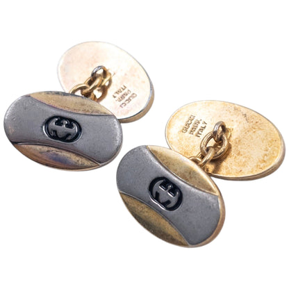 Vintage 80s Gucci Embossed Chain Link Cuff Links | O/S, Gold