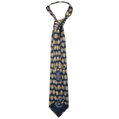 Vintage 80s Burberry Nova Check Cuff Link Print Silk Tie | O/S, Navy