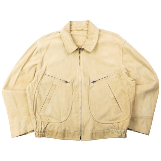Vintage 80s Emporio Armani Suede Jacket Size S | Small, Beige
