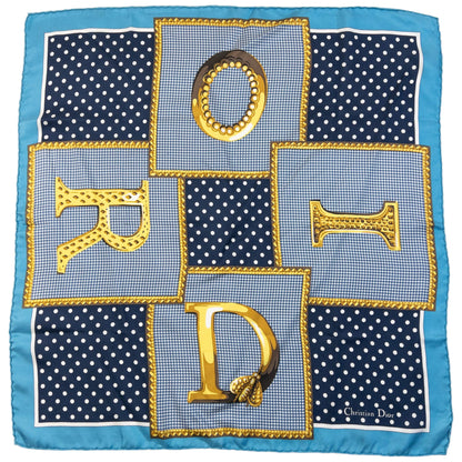Vintage 2000s Dior Polka Dot Silk Scarf | O/S, Blue