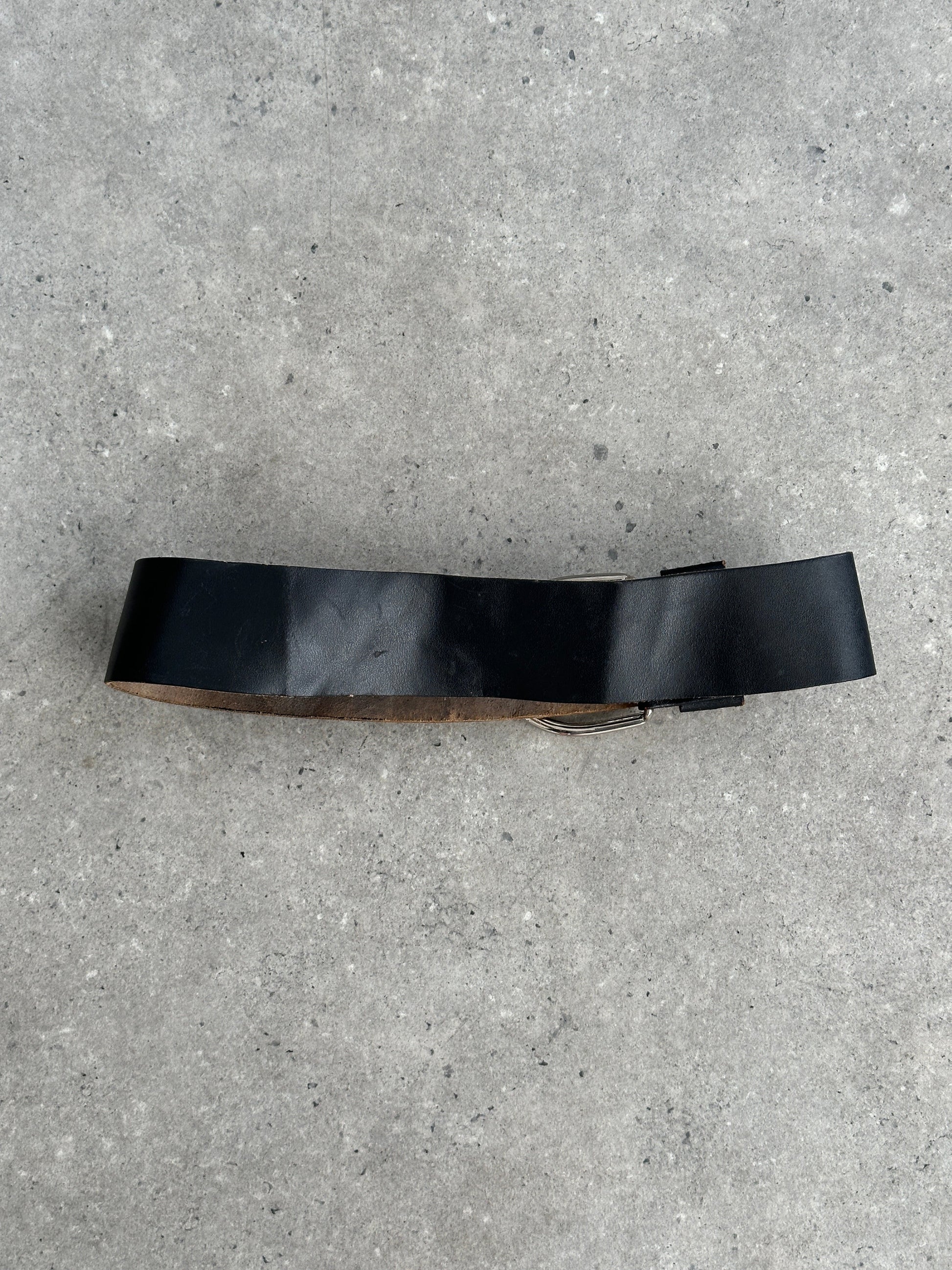 French Vintage 1990s Leather Chunky Belt - W23-28