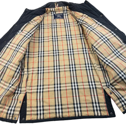 Vintage 90s Burberry Nova Check Lined Quilted Jacket Size L | Large, Black