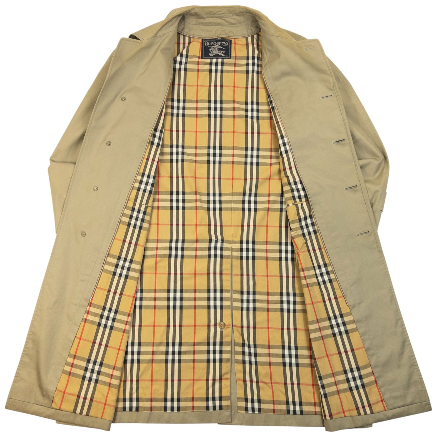 Vintage 90s Burberry Nova Check Lined Trench Jacket Size M | Medium, Beige