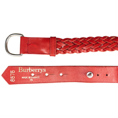 Vintage 90s Burberry Braided Leather Belt Size W28 | O/S, Red