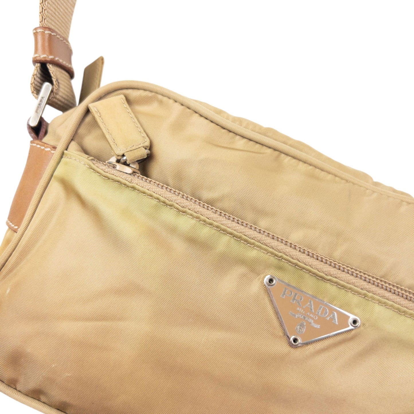 Vintage 2000s Prada Crossbody Bag | O/S, Beige