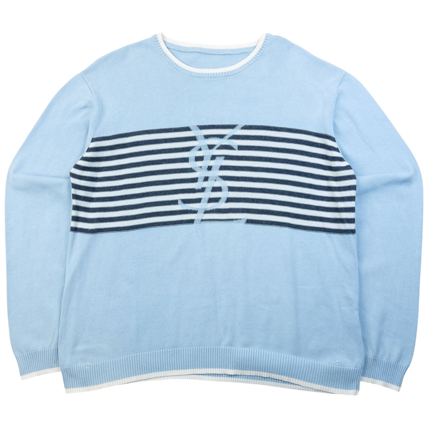 Vintage 2000s YSL Yves Saint Laurent Striped Jumper Size M | Medium, Blue