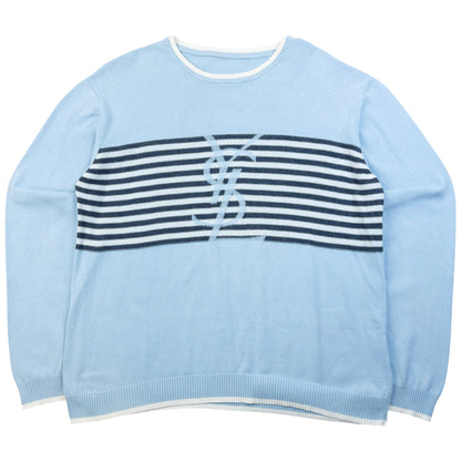 Vintage 2000s YSL Yves Saint Laurent Striped Jumper Size M | Medium, Blue