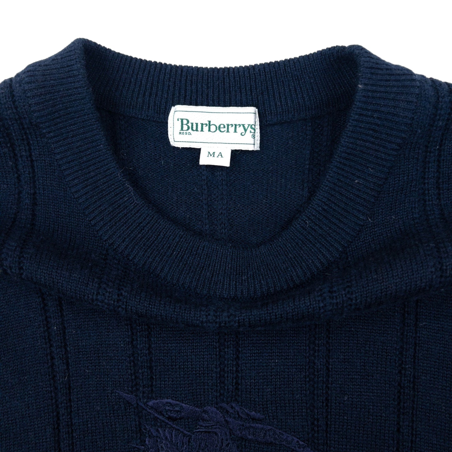 Vintage 80s Burberry Embroidered Wool Jumper Size M